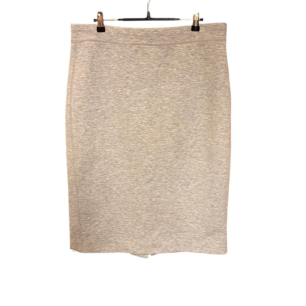 Ann Taylor Gray Pencil Slit Midi Skirt Elastic Comfort Waist Size 14